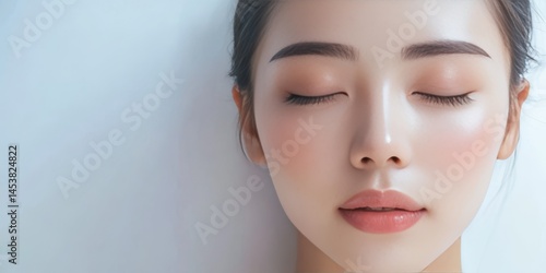 Obraz na płótnie A woman with a very pretty face is sleeping. Concept of calmness and relaxation w salonie