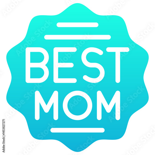 Best Mom Sticker Vector Icon, Silhouette Gradient Style Isolated Vector Icon. 