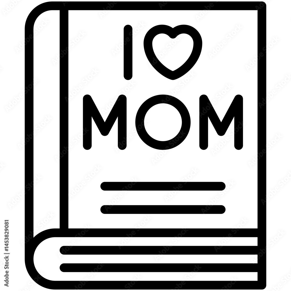 Book With I Love U Text Vector Icon, Lineal Style Isolated Vector Icon. Book With I Love U Text Vector Icon, Lineal Style Isolated Vector Icon.
