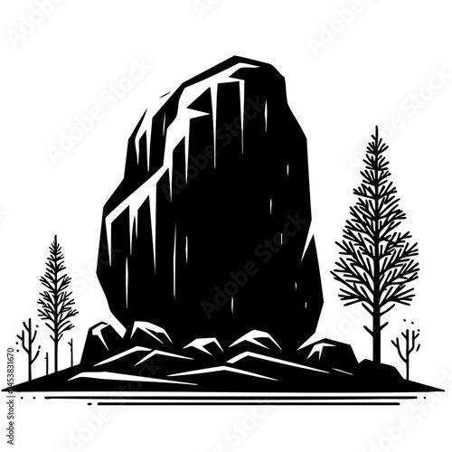 Monochrome Rock Landscape: Minimalist Nature Art
