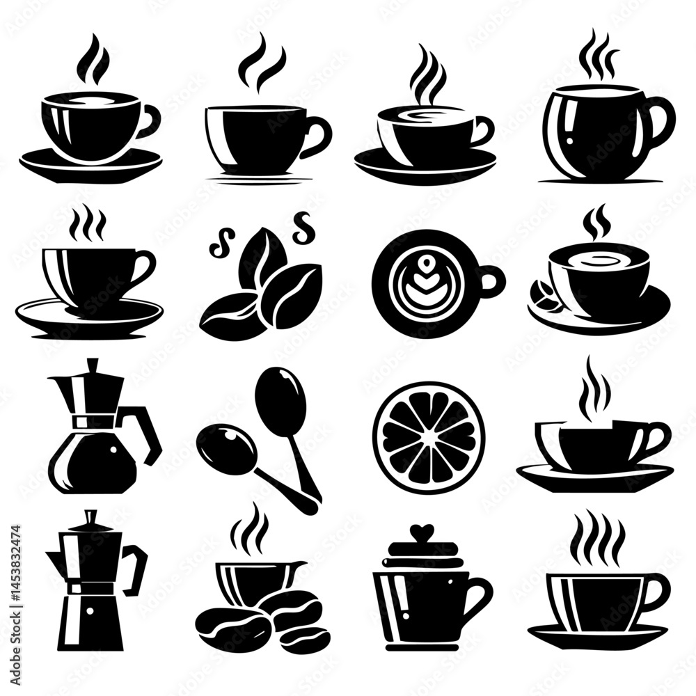 Coffee Drink Icons: Cafe Menu Graphic Design Coffee Drink Icons: Cafe Menu Graphic Design
