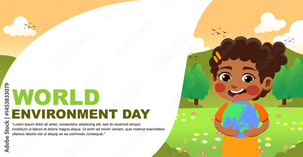 Fototapeta premium world environment day design. design with children's theme. suitable for introducing children to protecting the earth