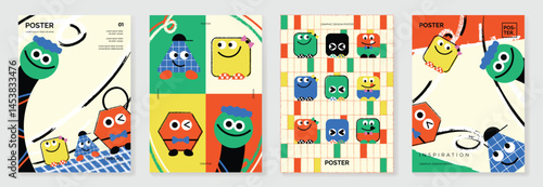 Kids and children cover design vector. Fun Childish hand drawn doodle design background. Playful poster  design for packaging, wallpaper and print.