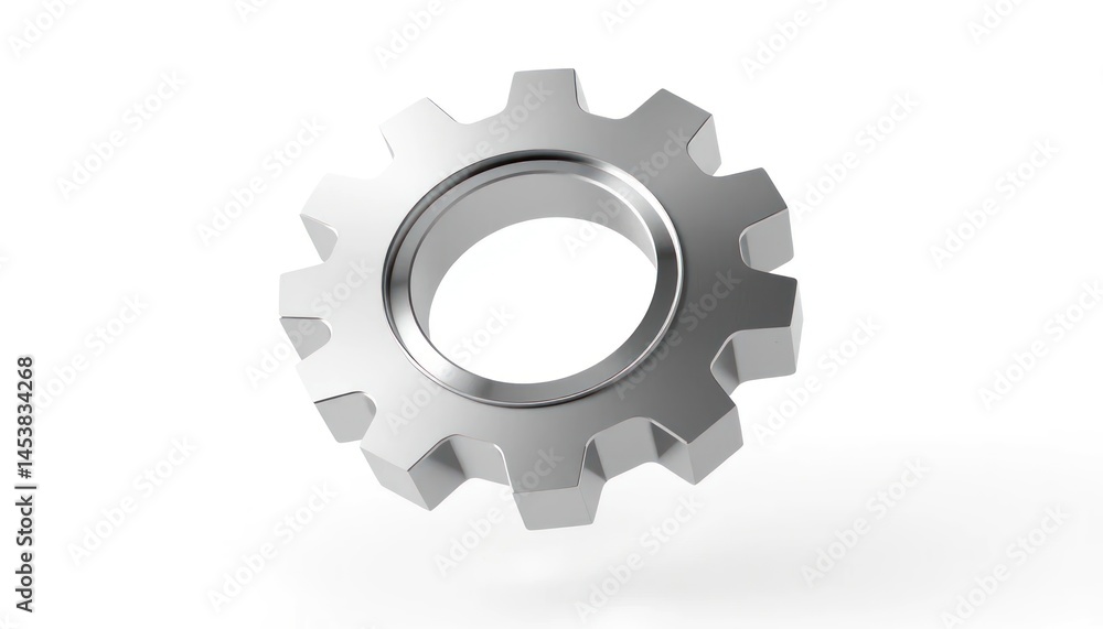 Sleek Metallic Gear Illustration on White Background for Industrial Use Sleek Metallic Gear Illustration on White Background for Industrial Use