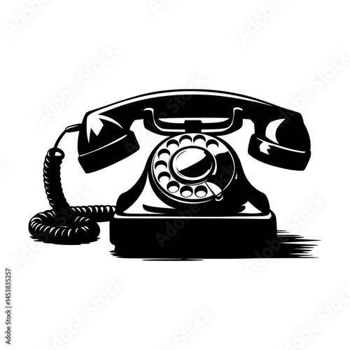 Black silhouette of a classic rotary dial telephone