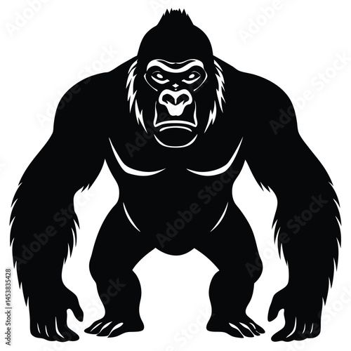 set of  gorilla silhouette - vector illustration, King of the Jungle: Vector Gorilla Silhouette - Portraying the Majesty and Strength of the Mighty Gorilla in Bold Form. Gorilla Vector, gorilla vector