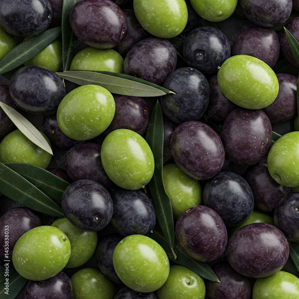 Obraz premium background of green and black olives close up