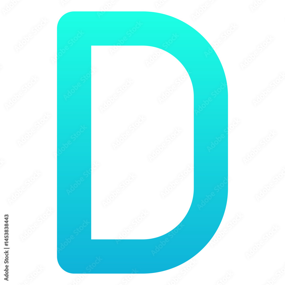 Letter D Isolated Vector Icon, Silhouette Gradient Style Vector Icon. Letter D Isolated Vector Icon, Silhouette Gradient Style Vector Icon.
