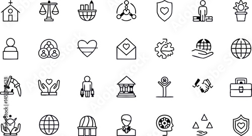 fair trade  sustainability line icon set  vector p.eps