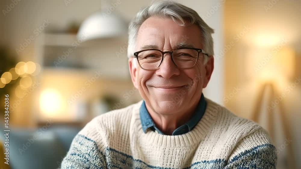 Elderly gentleman enjoying tranquility in a warm, inviting living space. Elderly gentleman enjoying tranquility in a warm, inviting living space.