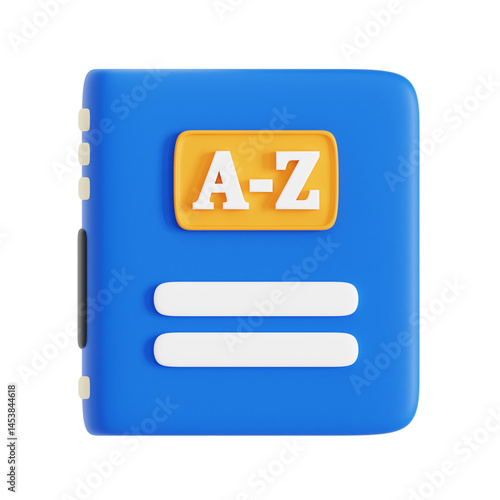 Blue Glossy Directory with Alphabetical A-Z Index Tabs Digital Illustration
