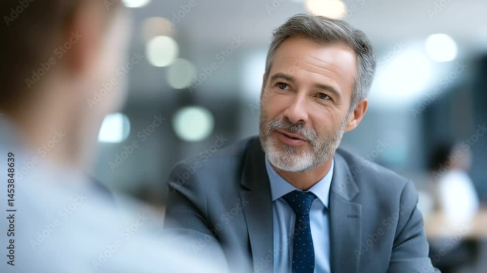 Expert financial consultant providing guidance in a sleek, contemporary office setting. Expert financial consultant providing guidance in a sleek, contemporary office setting.