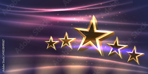 Awards nomination name podium, golden prize event, scene star ceremony. Vector illustration