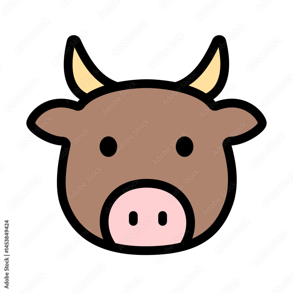 ox head cartoon icon illustration. Cute buffalo vector ox head cartoon icon illustration. Cute buffalo vector