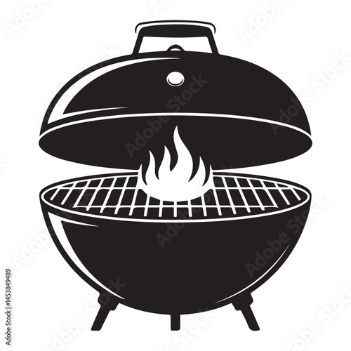 Grill. Vector. Isolated. Vector Black silhouettes. with white background