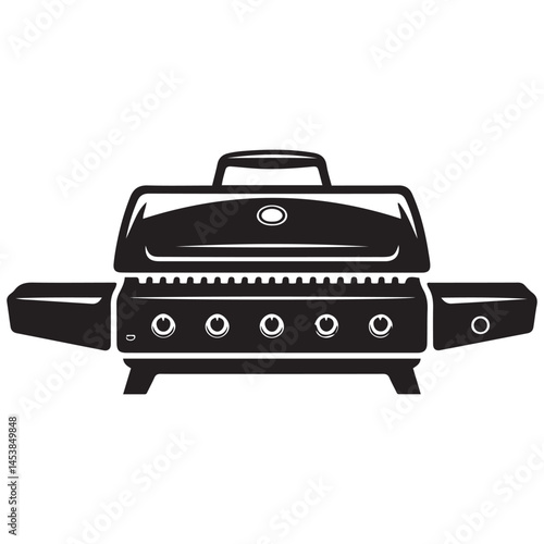 Grill. Vector. Isolated. Vector Black silhouettes. with white background