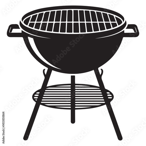 Grill. Vector. Isolated. Vector Black silhouettes. with white background