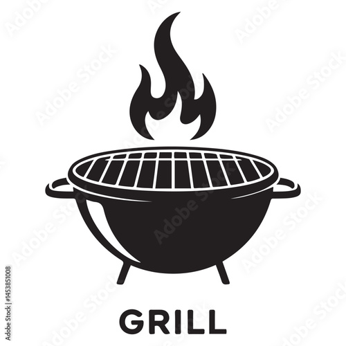 Grill. Vector. Isolated. Vector Black silhouettes. with white background