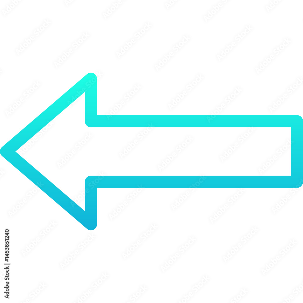 Left Arrow Vector Icon, Lineal Gradient Style Isolated Vector Icon. Left Arrow Vector Icon, Lineal Gradient Style Isolated Vector Icon.