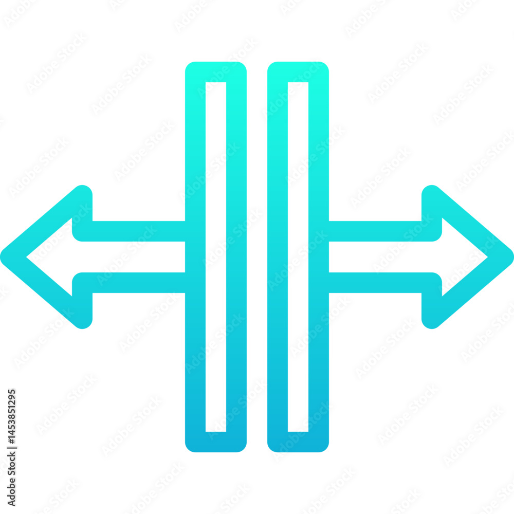 Resize Left And Right Arrow Vector Icon, Lineal Gradient Style Isolated Vector Icon. Resize Left And Right Arrow Vector Icon, Lineal Gradient Style Isolated Vector Icon.