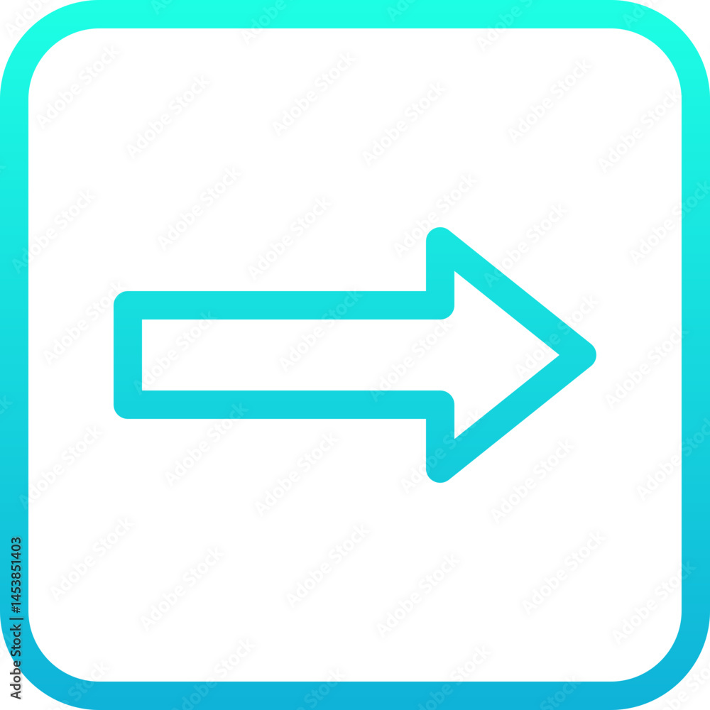 Right Arrow Vector Icon, Lineal Gradient Style Isolated Vector Icon. Right Arrow Vector Icon, Lineal Gradient Style Isolated Vector Icon.