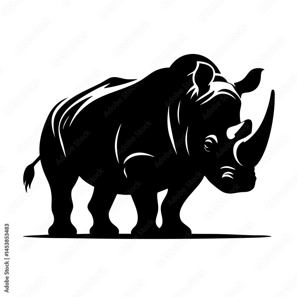 Fototapeta premium Majestic Rhino Silhouette: Powerful Wildlife Art