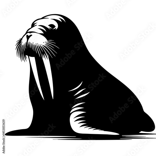 Majestic Walrus: Arctic Ocean Wildlife Silhouette