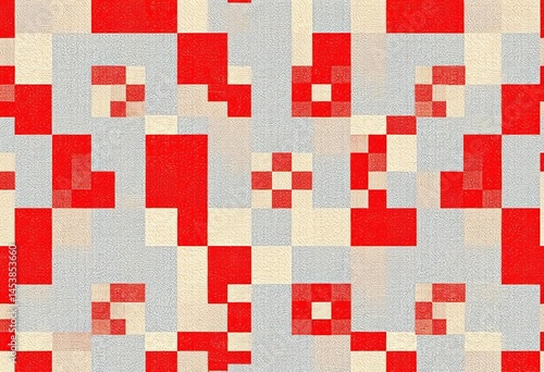 Seamless retro Hong Kong checkerboard pattern in red, white, and blue Ideal for textile & product design, wallpaper, white