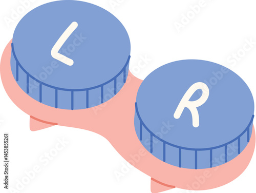 blue and pink contact lens case isolated flat vector illustration