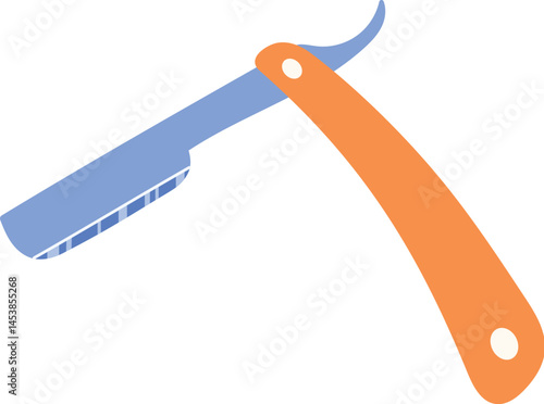 blue and orange straight razor isolated flat vector illustration