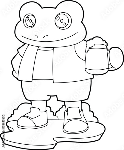 Frog Beer mug Beer Animal Vector Graphic Art Illustration