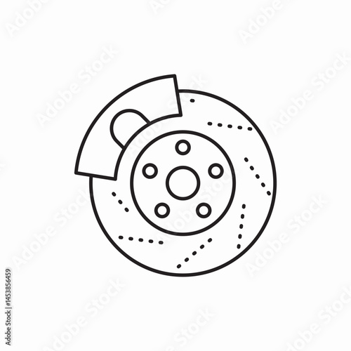 Brake disc auto part icon vector sign