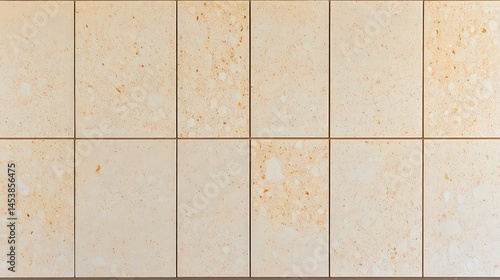 A textured, light beige wall composed of square panels with subtle, rusty speckles throughout. It has a minimalist, modern aesthetic