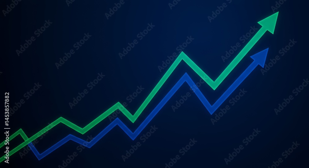 Upward Trending Growth Chart: Illustrating Financial Success and Positive Progress Upward Trending Growth Chart: Illustrating Financial Success and Positive Progress