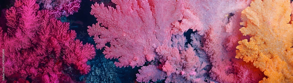 Obraz premium Vibrant coral formations in a colorful underwater scene.