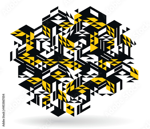 Abstract vector art with 3D isometric cubes geometric background, op art blocks with different forms isolated, polygonal graphic design, cubical theme.