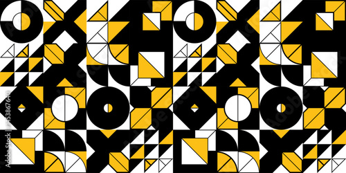 Seamless vector abstract background in yellow color, geometric seamless pattern, tiling endless wallpaper with geometrical shapes structure.