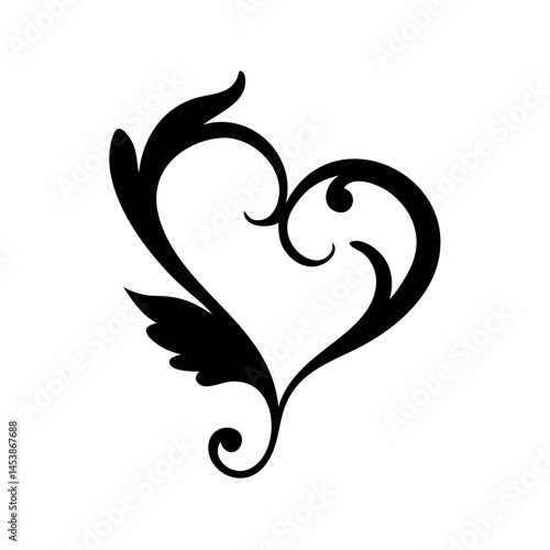 Swirling Floral Heart Silhouette