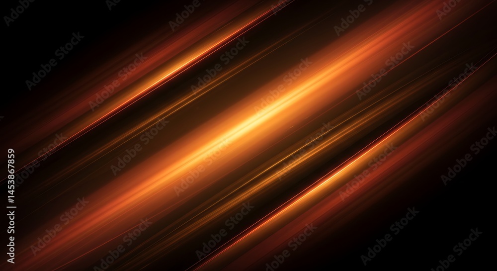 Fototapeta premium Dynamic Orange Light Streaks Overlapping on a Deep Black Background