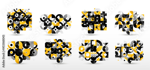 Abstract Bauhaus style graphic design set, vector background with geometric elements pattern, stylish modern geometry motif, wallpaper art collection.