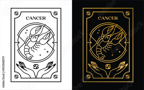 Cancer horoscope card zodiac vector design