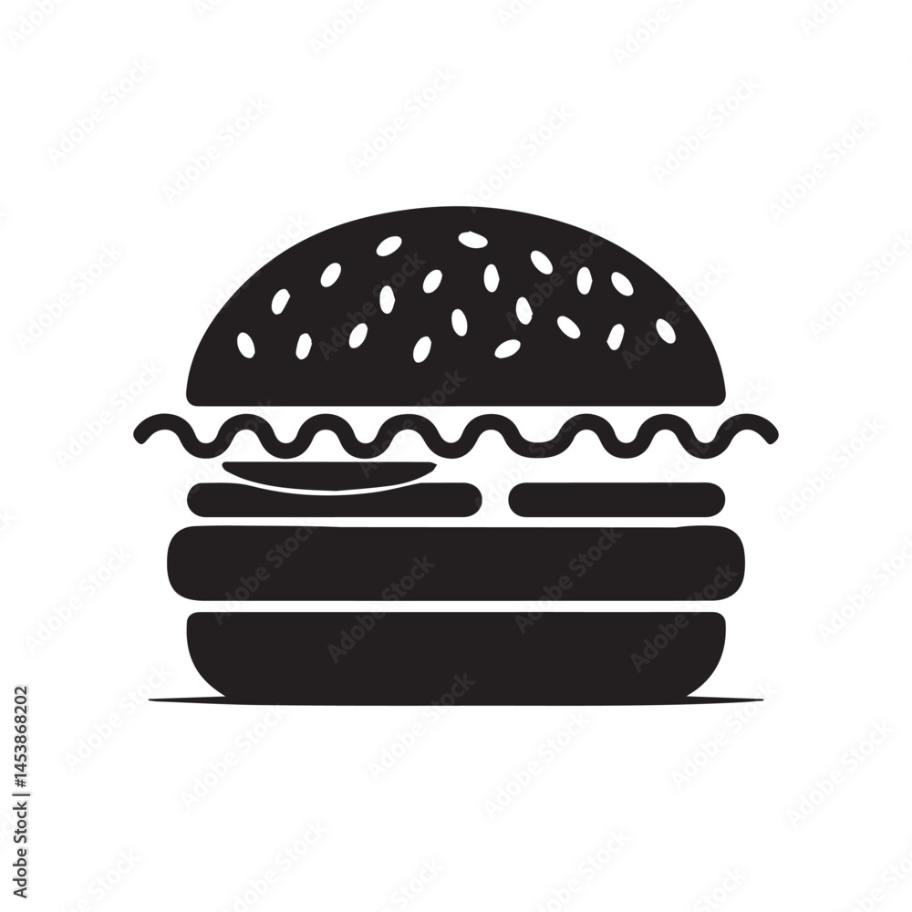 a silhouette burger with white background with vector design a silhouette burger with white background with vector design