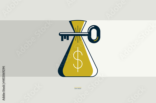 Money bags with key secured...