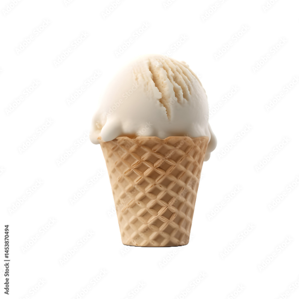 vanilla ice cream scoop in cone cup on transparent background vanilla ice cream scoop in cone cup on transparent background