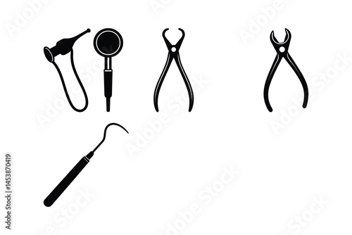 Dental Instruments Icons Set of Professional Dentistry Tools for Oral Healthcare