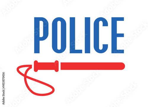 Police baton icon. Symbol of police or security, law and order. Rubber baton (stick), attribute of law enforcement agencies.