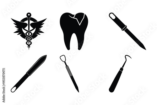 Dental Icons Set of Professional Dentistry Tools and Symbols