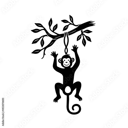 illustration of hanging monkey vector  