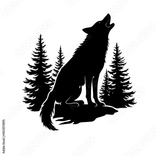 Outline of hallowing wolf image vector 