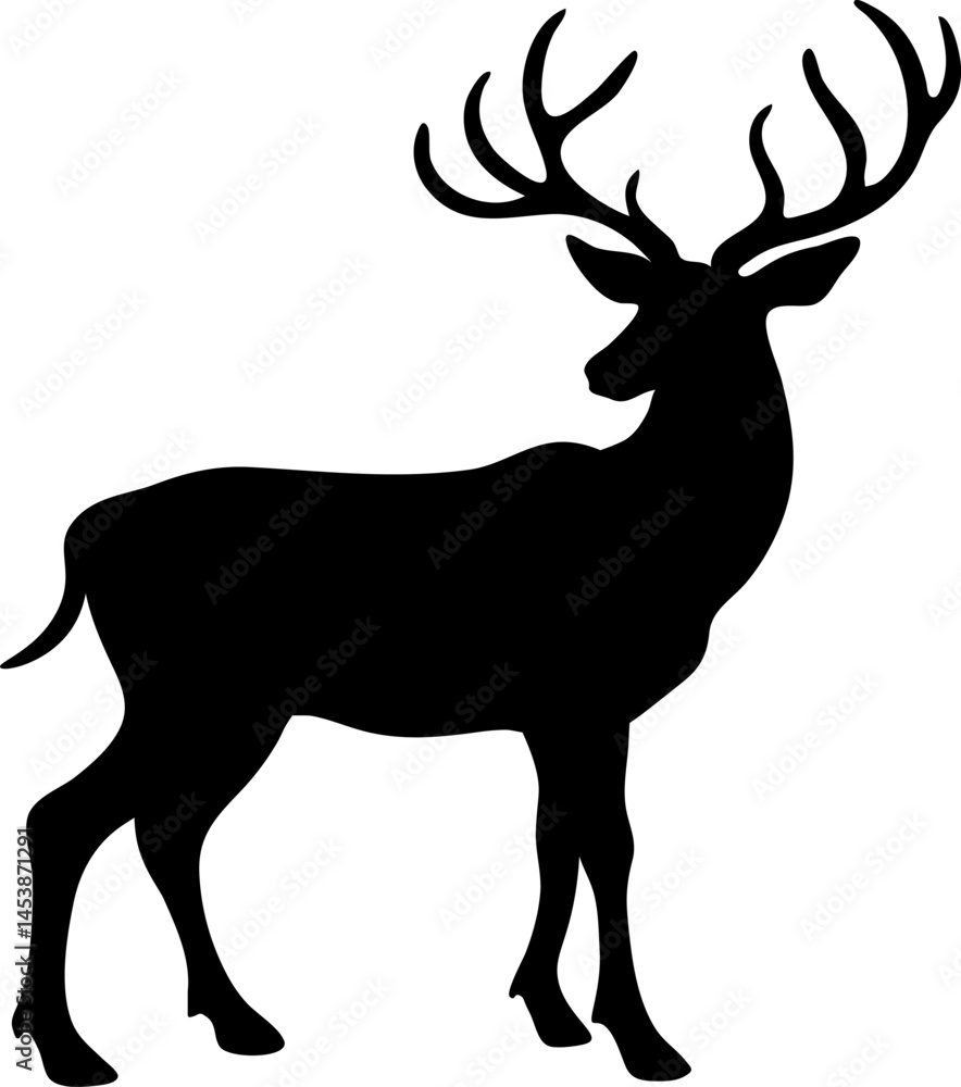 Fototapeta premium Majestic Deer Silhouette Vector Illustration